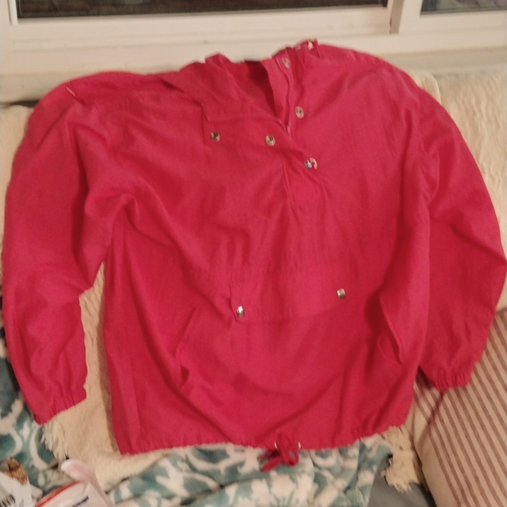 Vintage Sport Accent 80s 90s Hot Pink Petite M Hoodie Windbreaker Pullon Spring